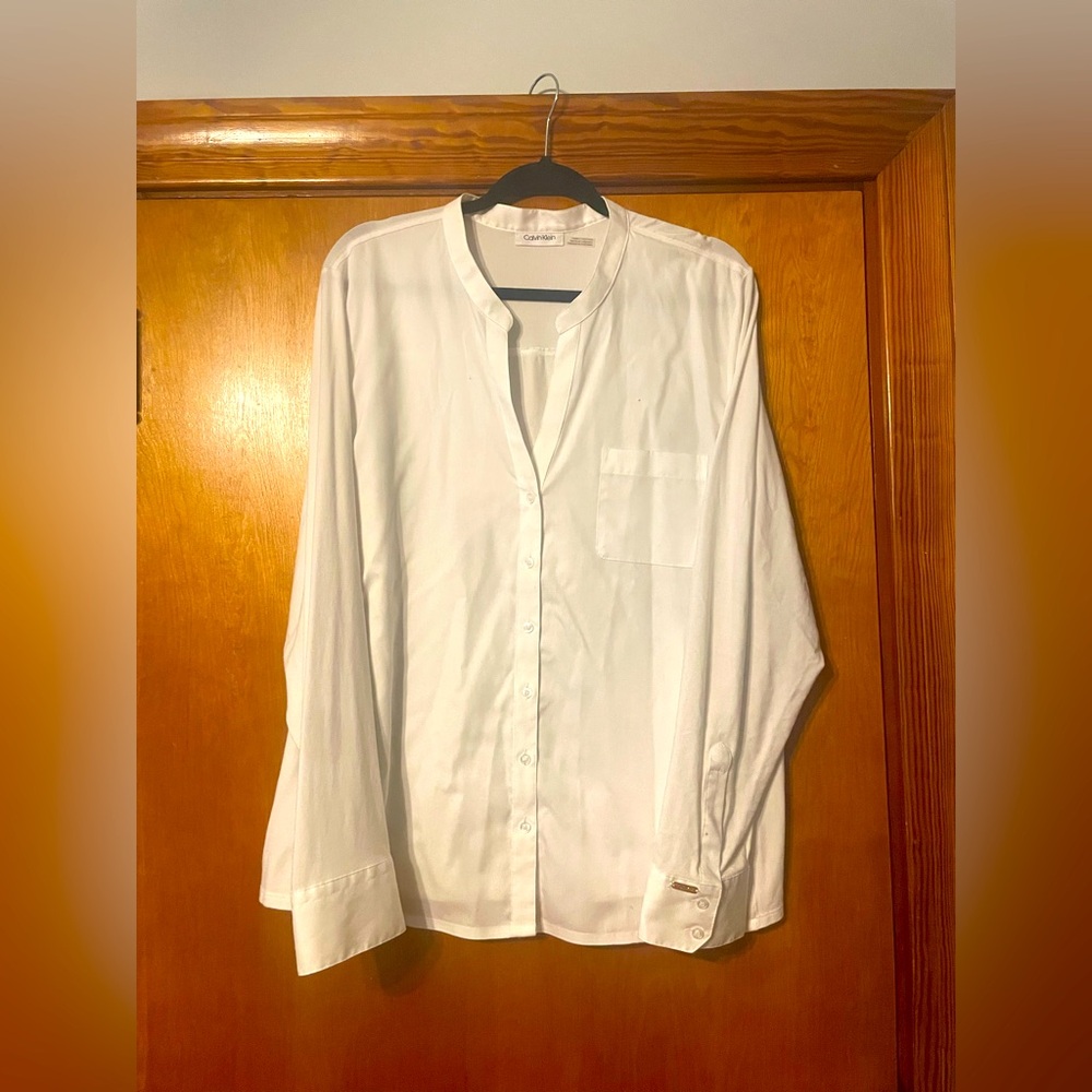 Calvin Klein White Button-Up Shirt Size 1X